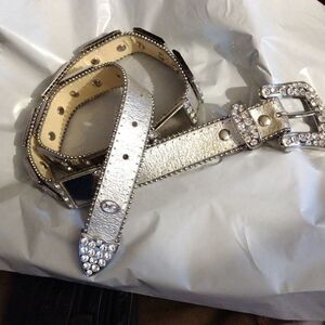 Christine Alexander leather and rhinestone belt